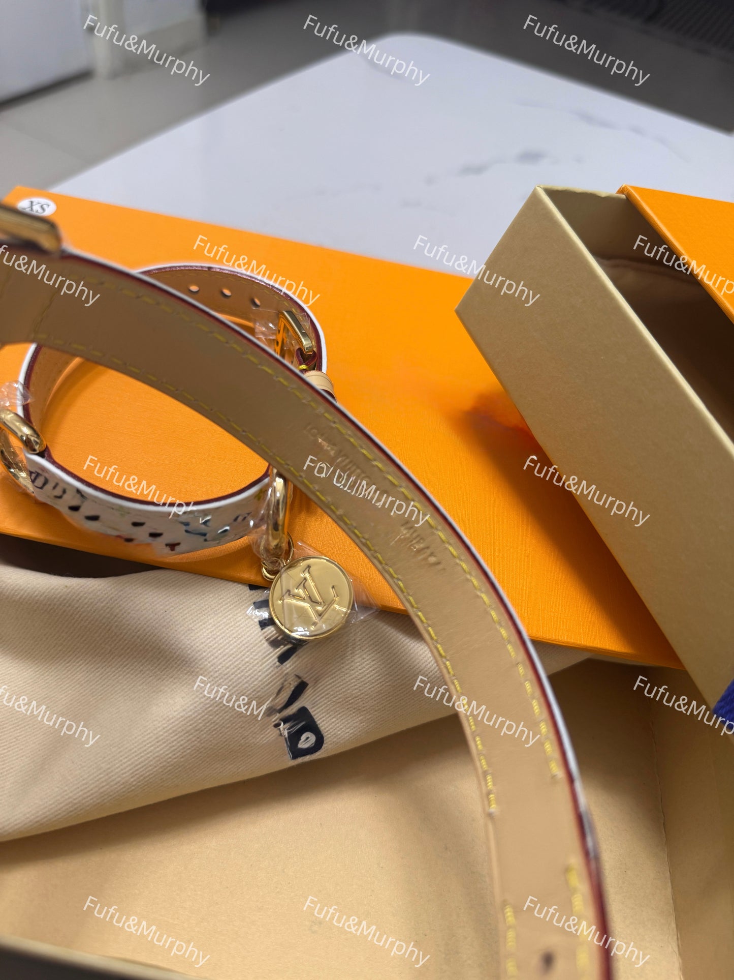 Luxury White Multicolor Monogram Collar for a Stylish Pet