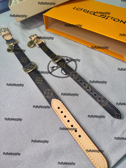 Signature Patterned Leather Pet Set | With Custom Monogramming Option