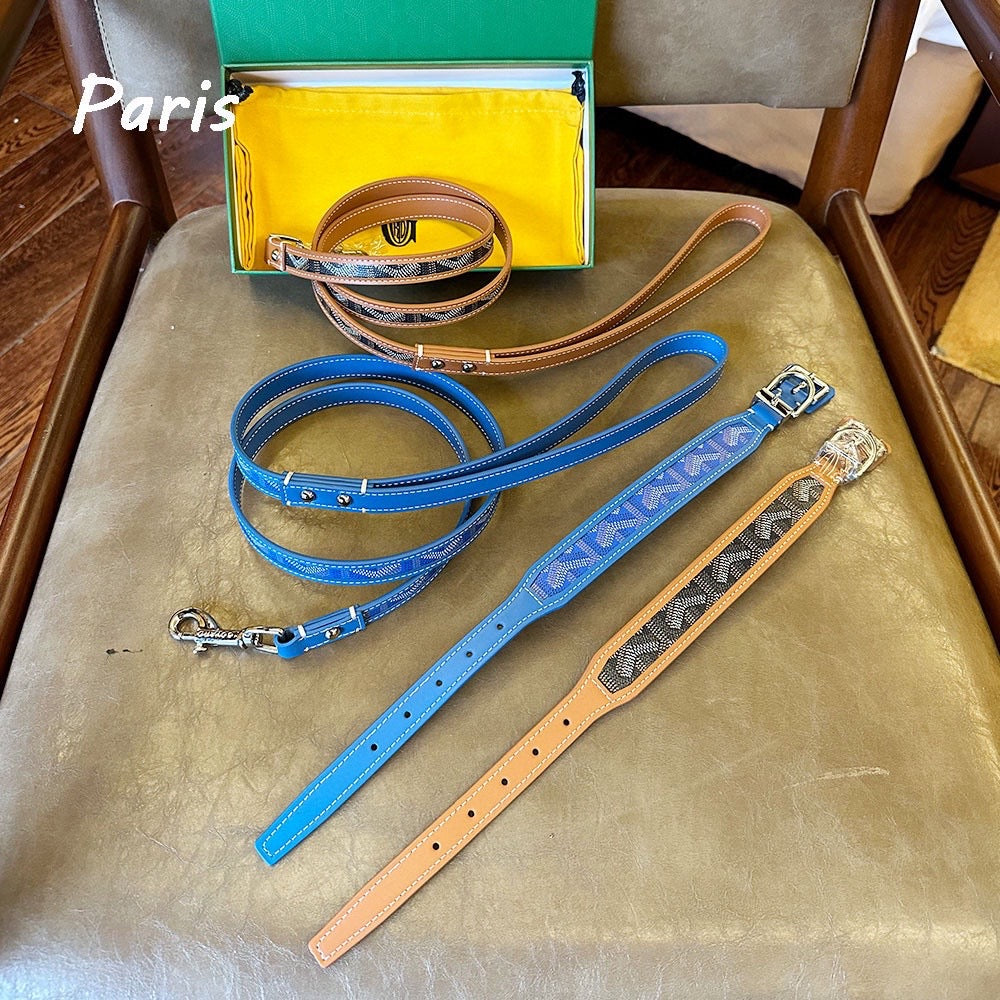 Luxury Canvas Pet Collar &amp; Leash Set - Premium Leather Craftsmanship