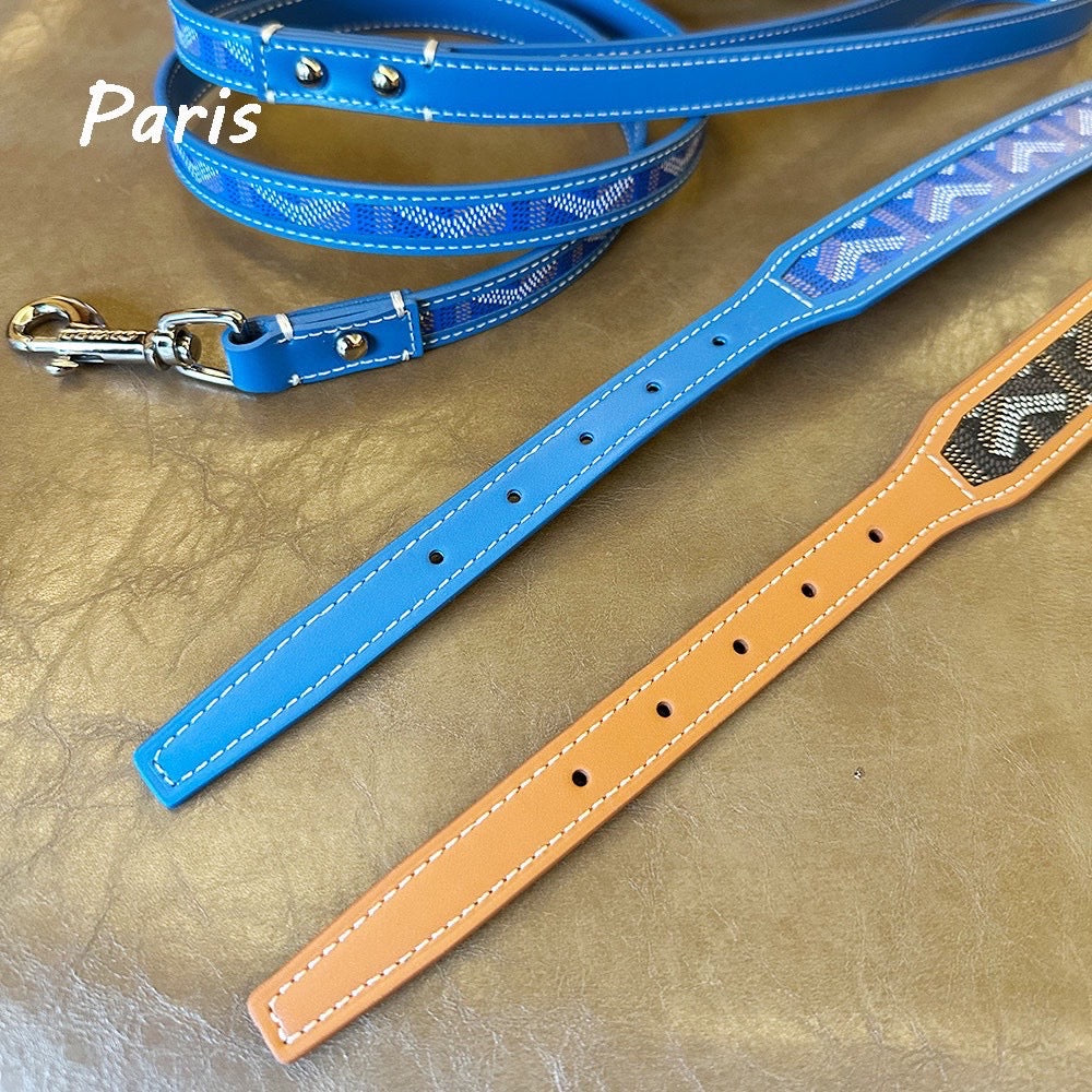 Luxury Canvas Pet Collar &amp; Leash Set - Premium Leather Craftsmanship