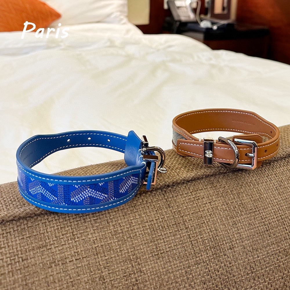 Luxury Canvas Pet Collar &amp; Leash Set - Premium Leather Craftsmanship