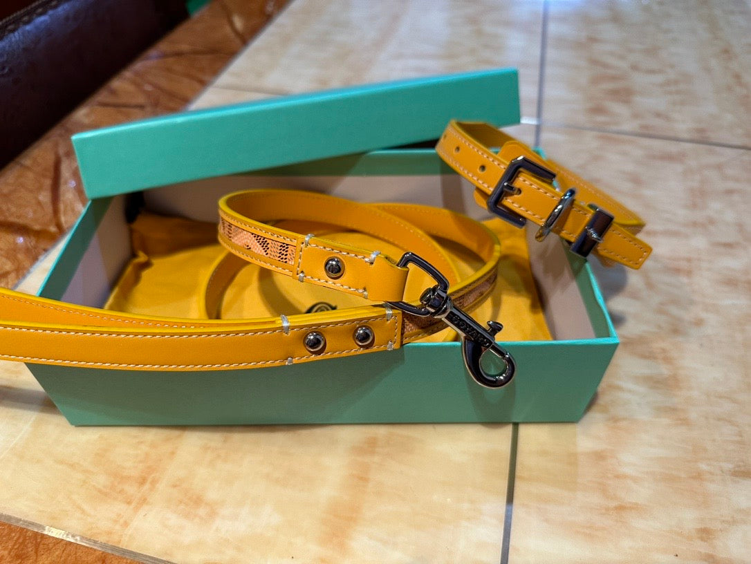 Luxury Canvas Pet Collar &amp; Leash Set - Premium Leather Craftsmanship