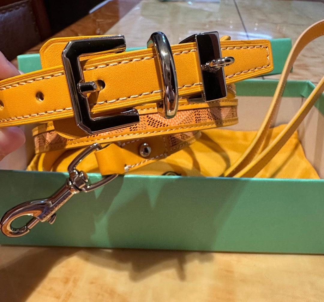 Luxury Canvas Pet Collar &amp; Leash Set - Premium Leather Craftsmanship