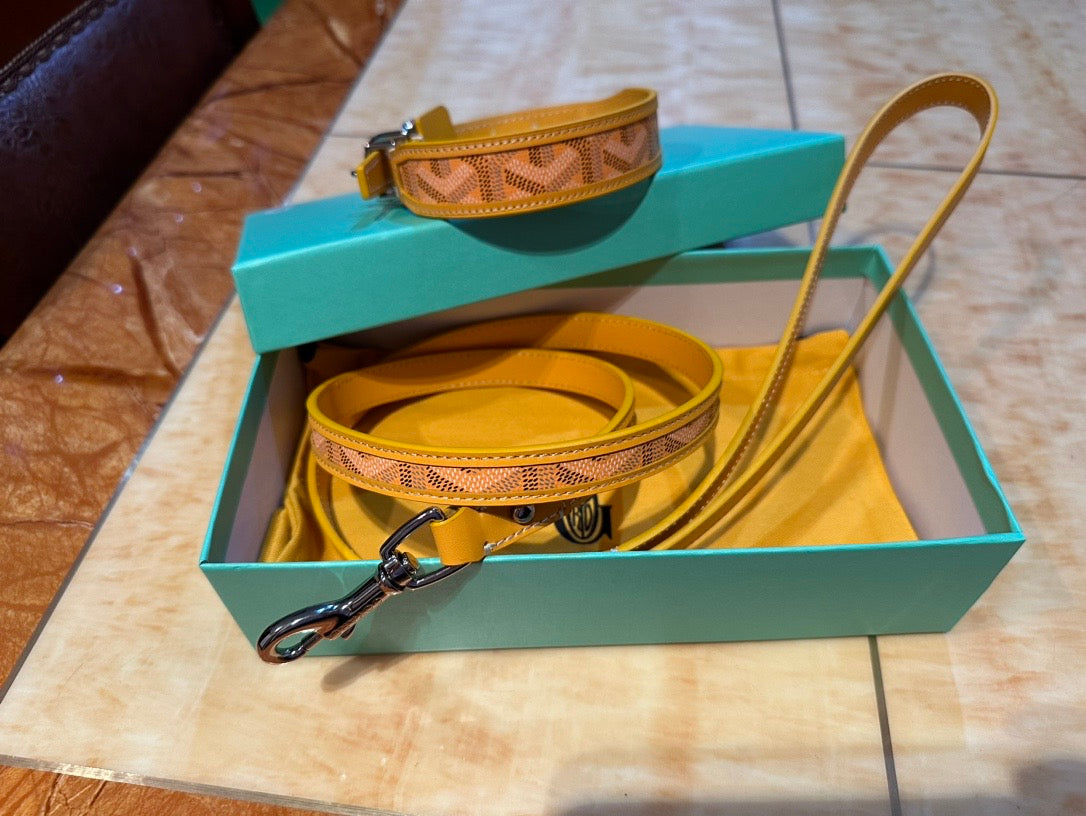 Luxury Canvas Pet Collar &amp; Leash Set - Premium Leather Craftsmanship