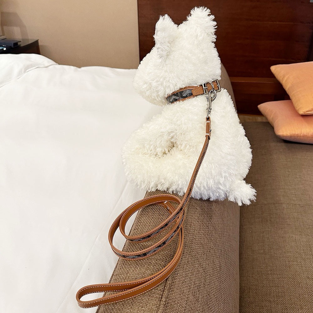 Luxury Canvas Pet Collar &amp; Leash Set - Premium Leather Craftsmanship