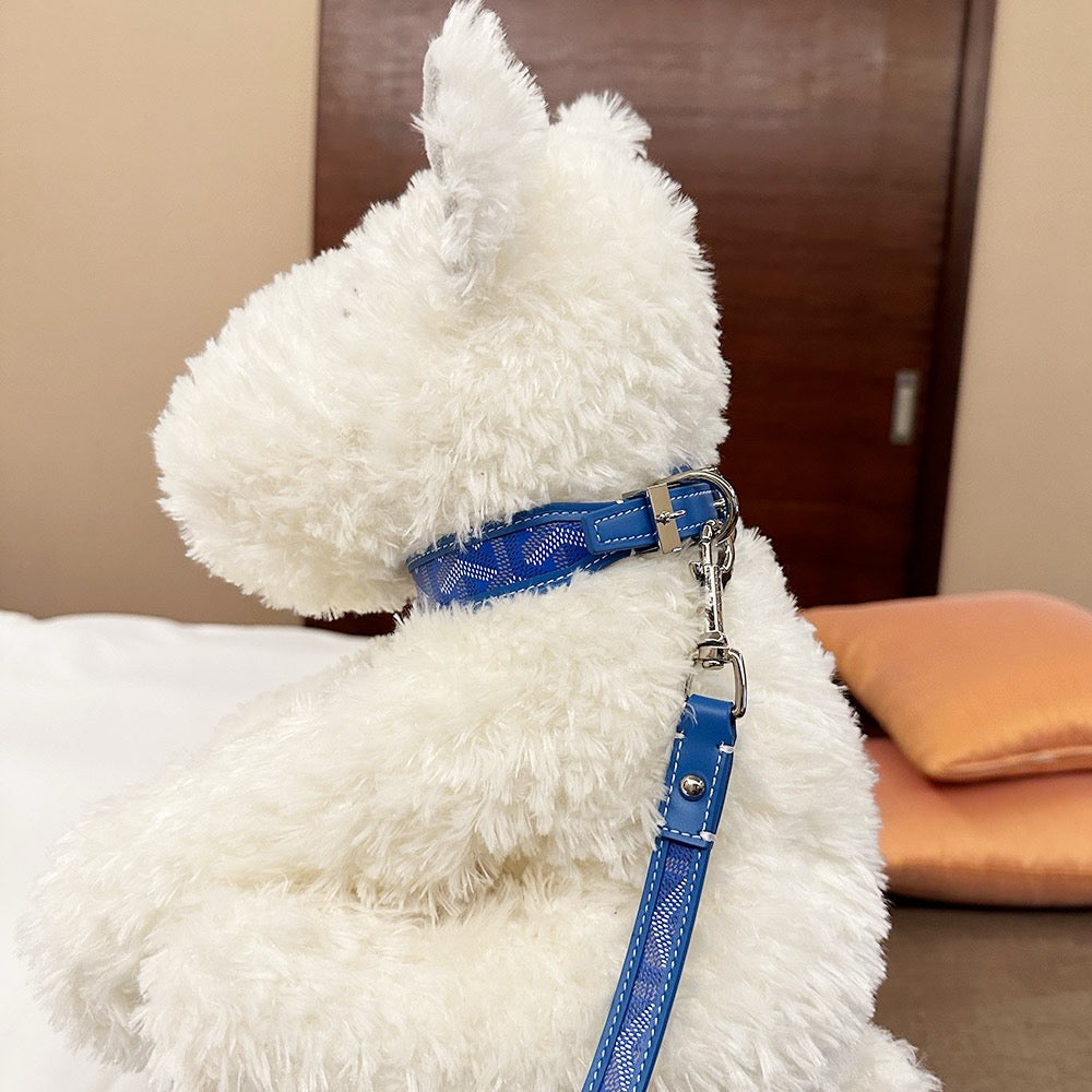 Luxury Canvas Pet Collar &amp; Leash Set - Premium Leather Craftsmanship