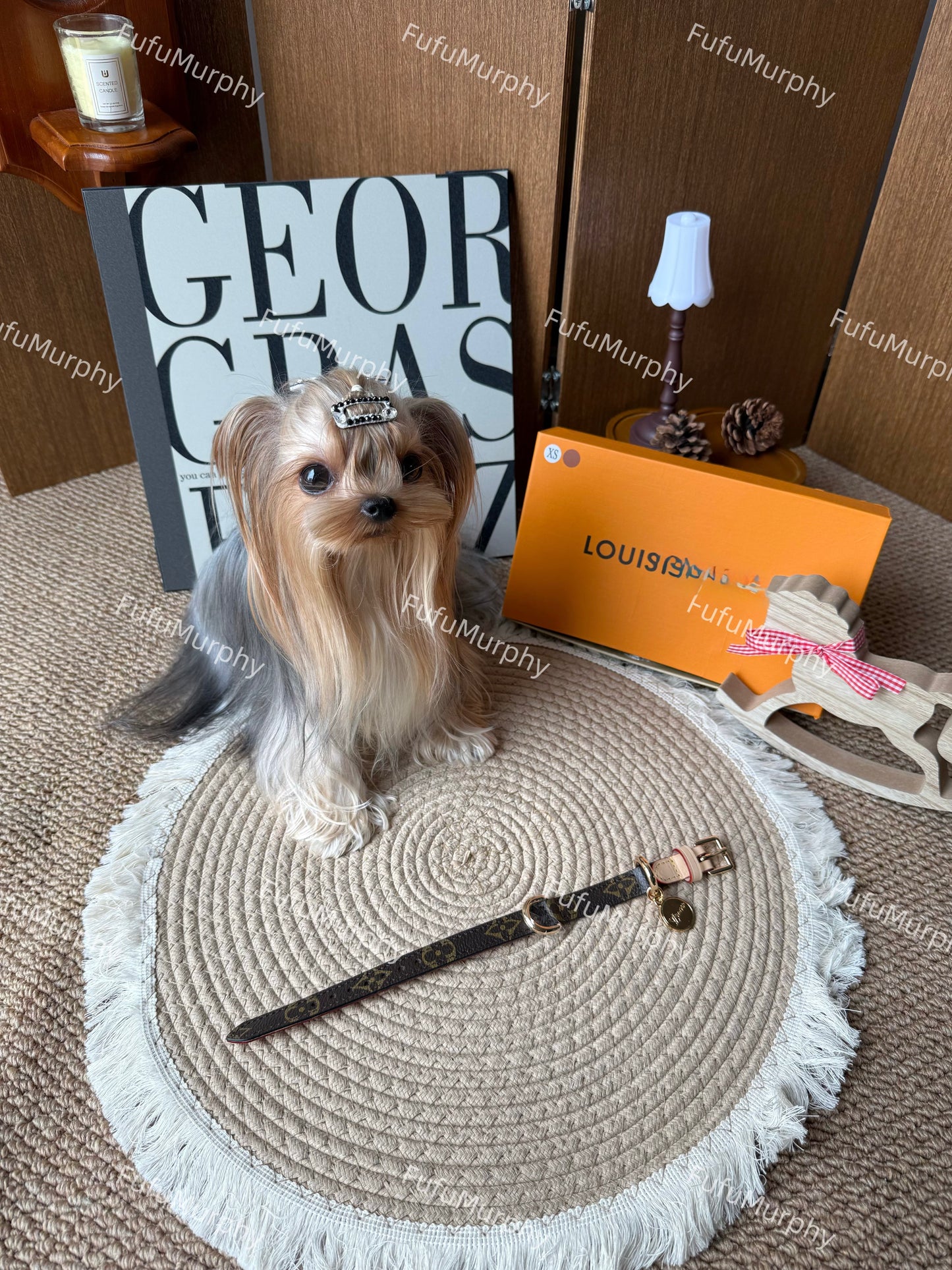 Signature Patterned Leather Pet Set | With Custom Monogramming Option