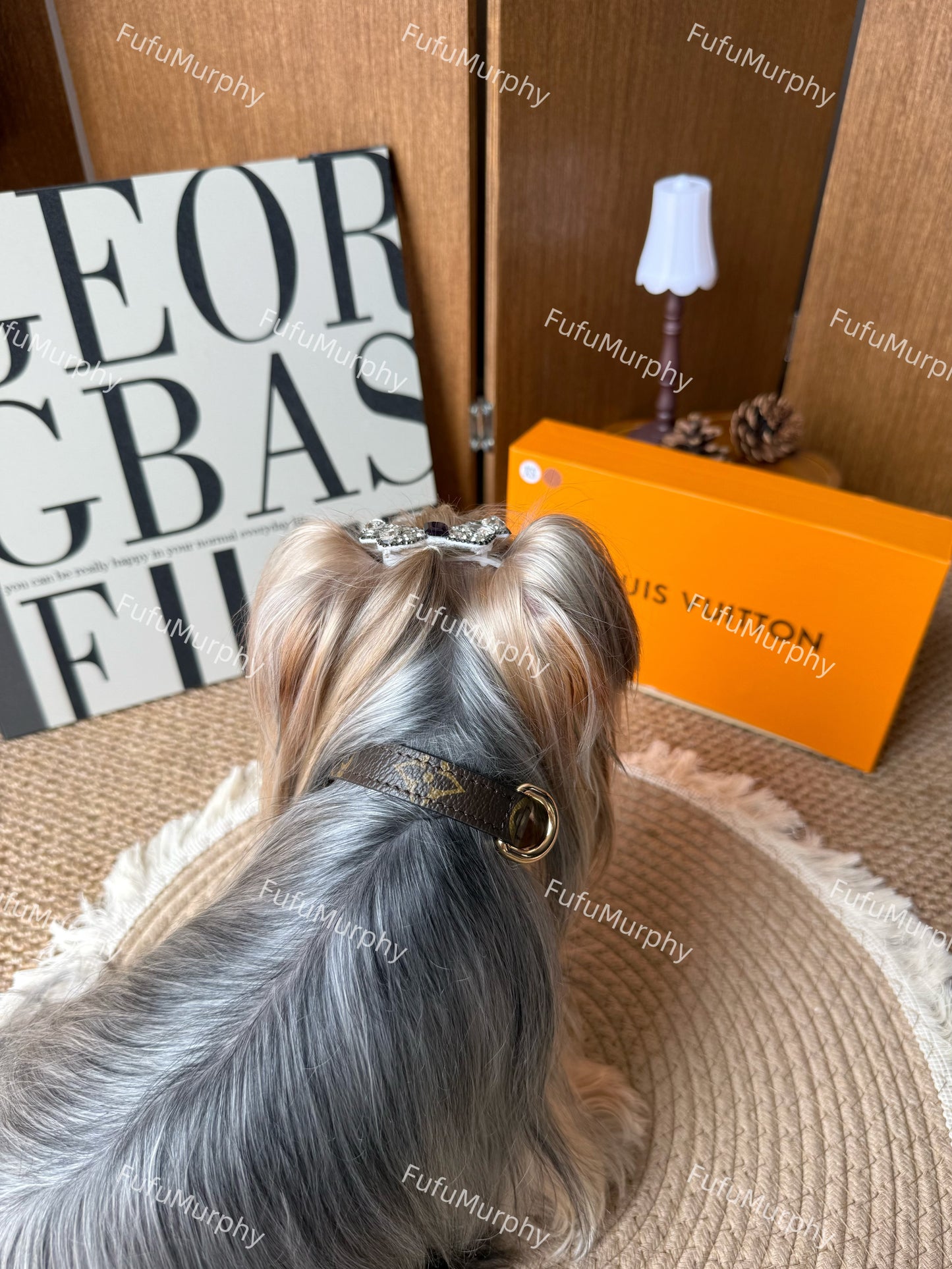 Signature Patterned Leather Pet Set | With Custom Monogramming Option