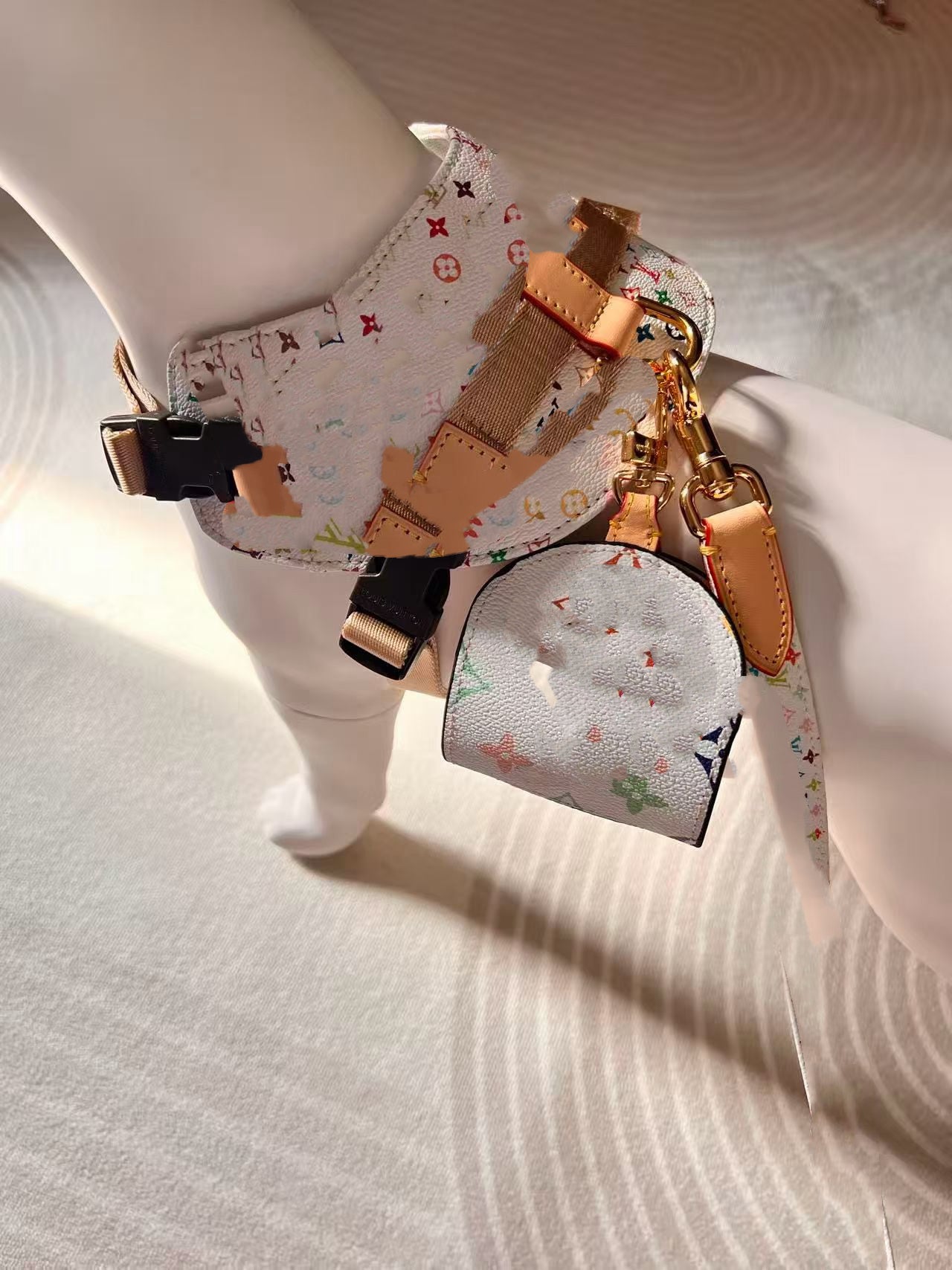 '25 New! 💎  Leather Pet Harness Set - Genuine Cowhide, Luxury Style